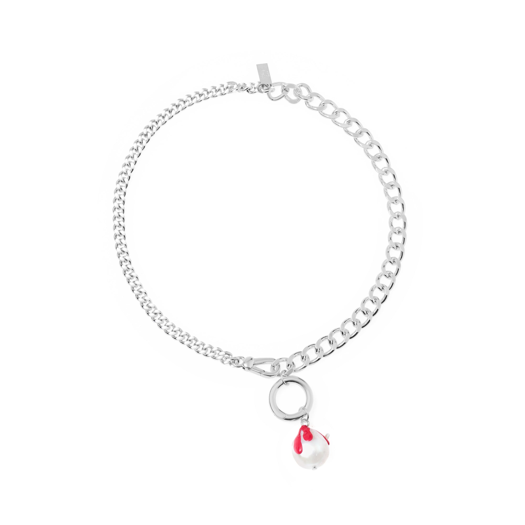 Necklace 'Pink Pearl Drop' – Silver