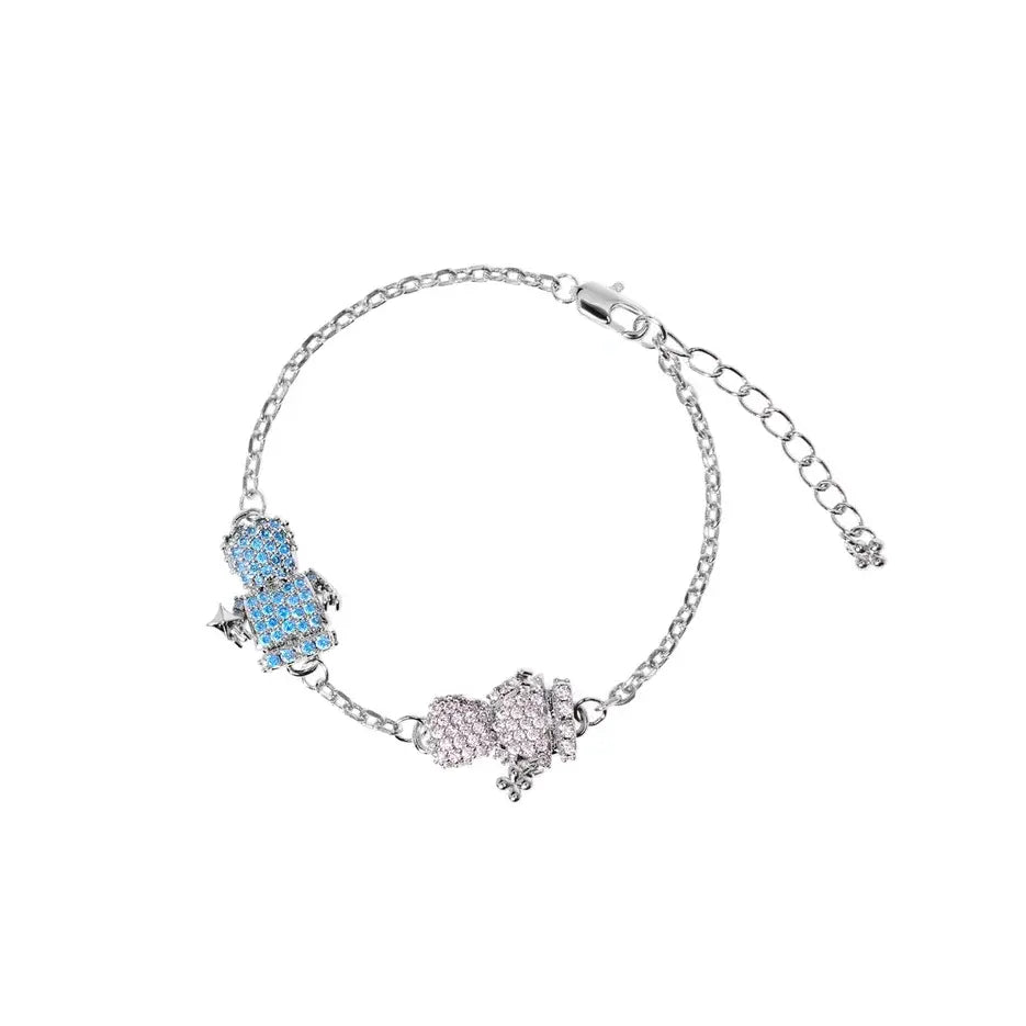 Bracelet 'Silver Precious Bracelet Boy & Girl' – Blue + Pink