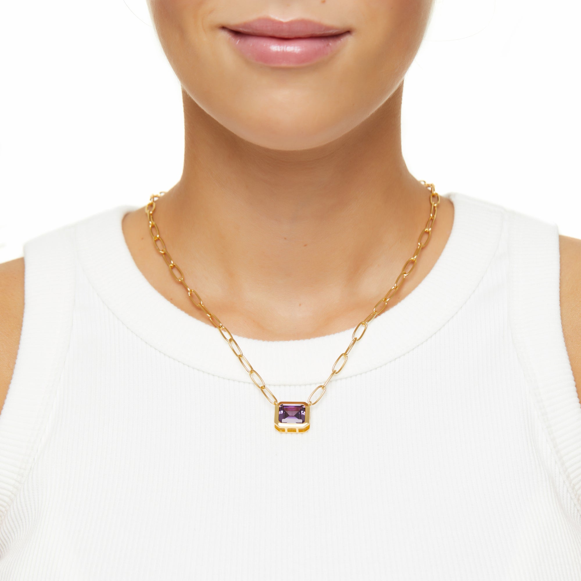 Necklace 'Piped Edge Square' – Purple