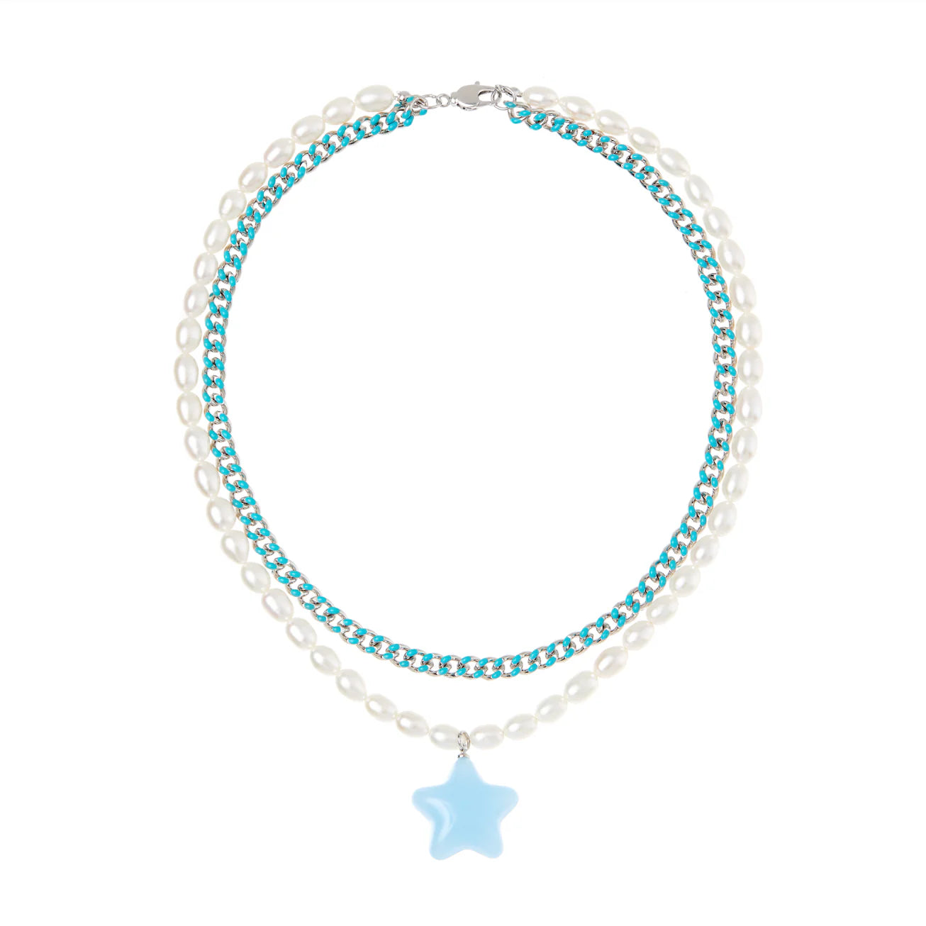 Necklace 'Neon Star' – Blue