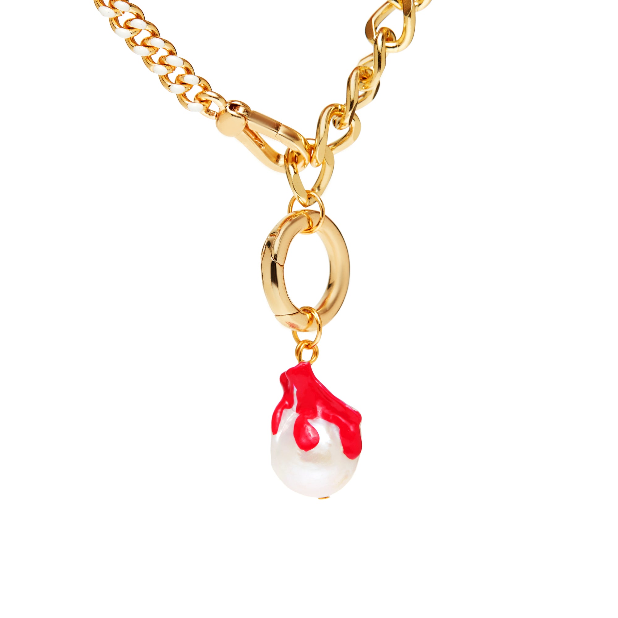 Necklace 'Pink Pearl Drop' – Gold
